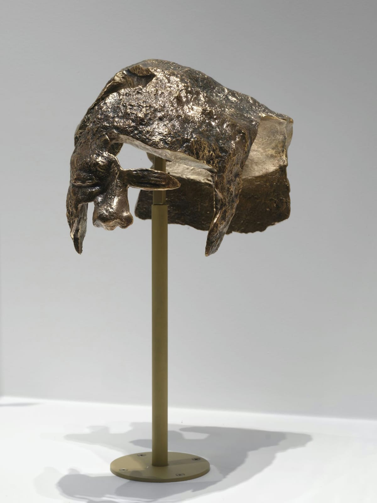 Bronze element mounted on a brass stand