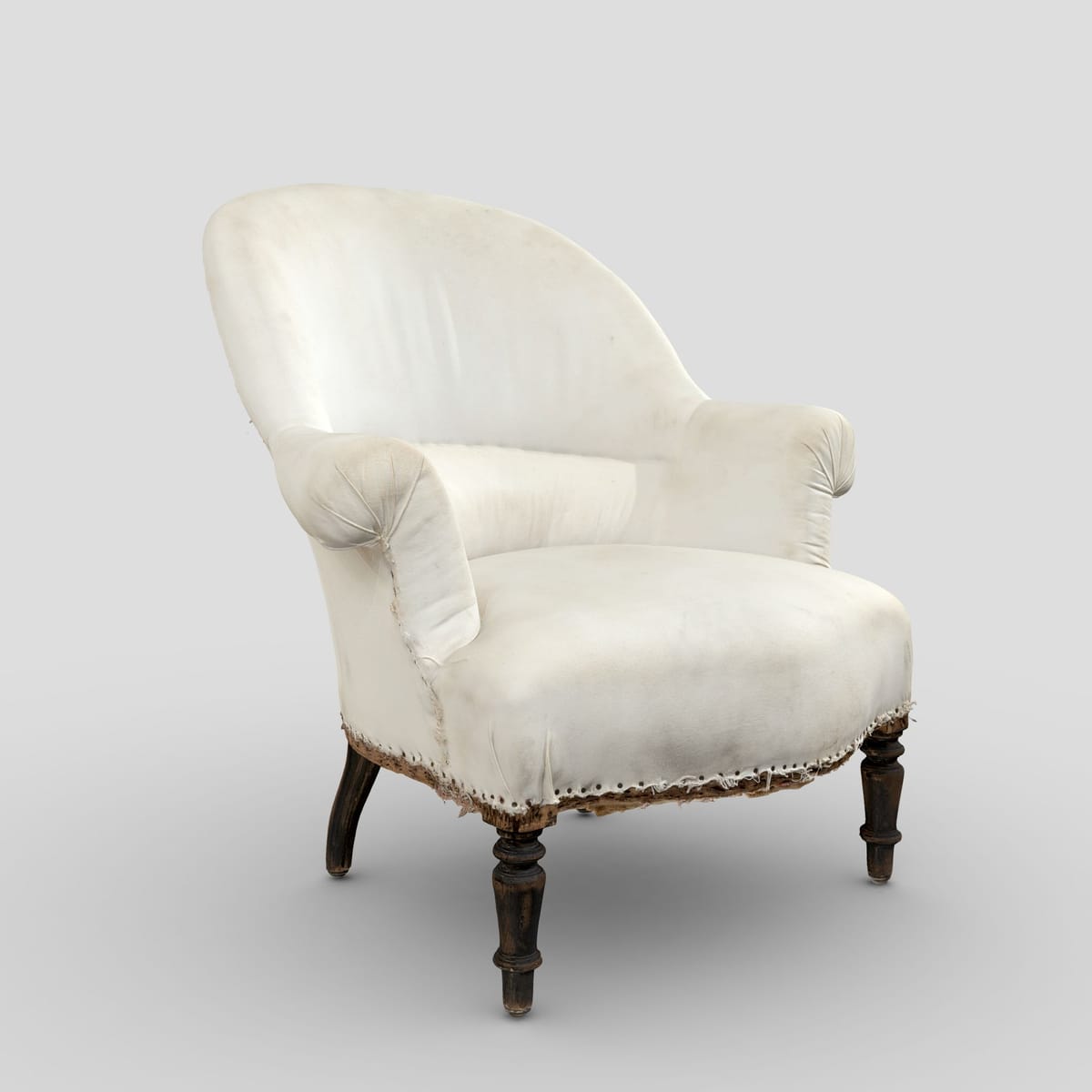 White tub armchair, 3D scan of a period piece from the salon