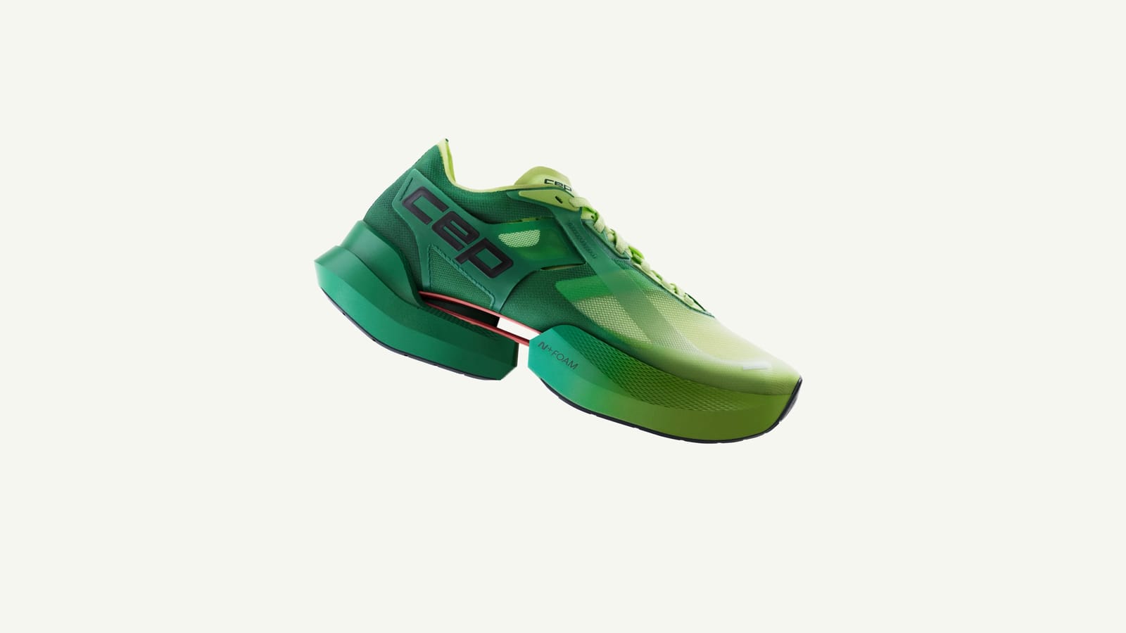 CEP running shoe, 3D model of the scanned upper and factory sole