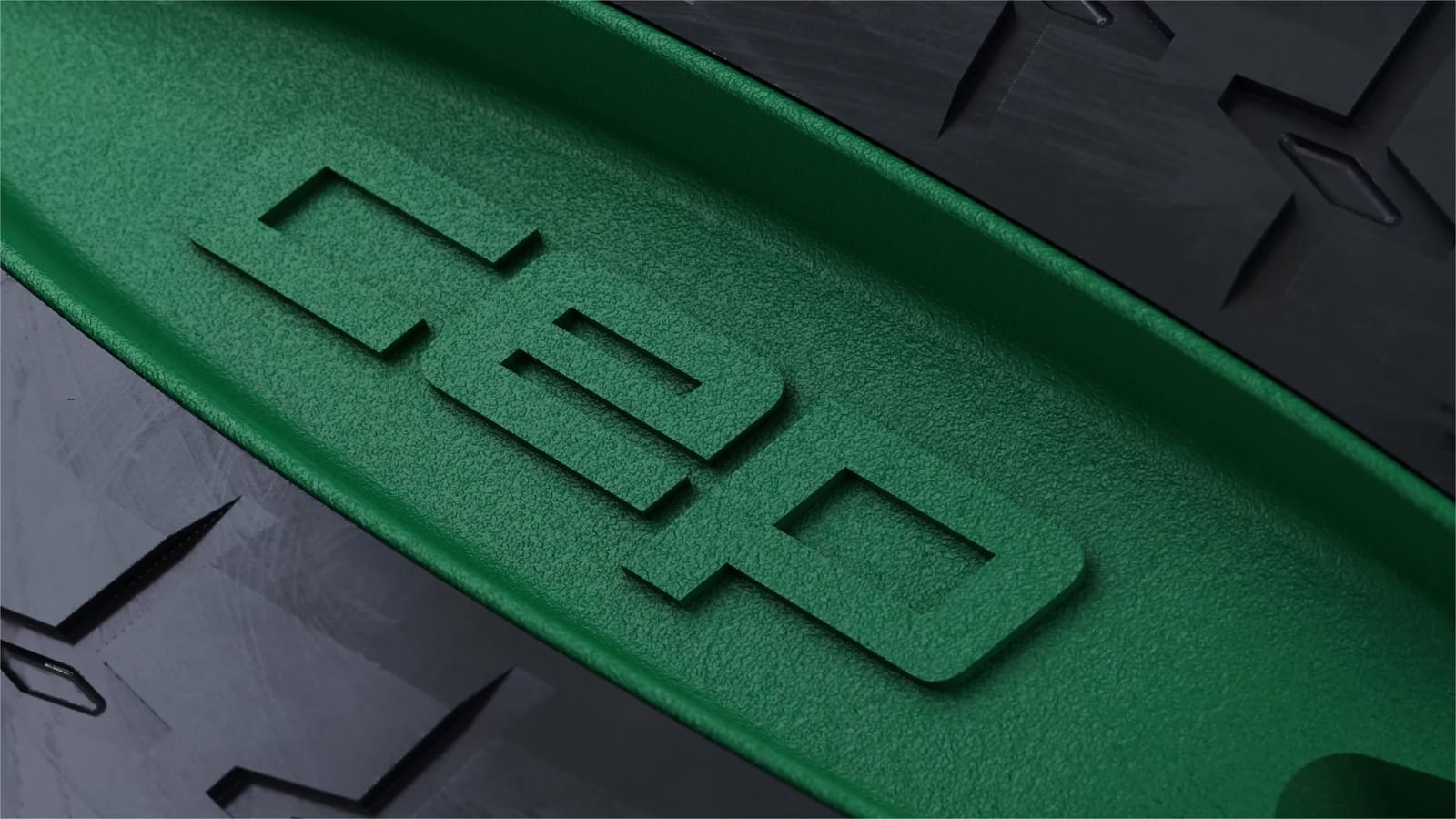 CEP logo moulded into the sole, close-up