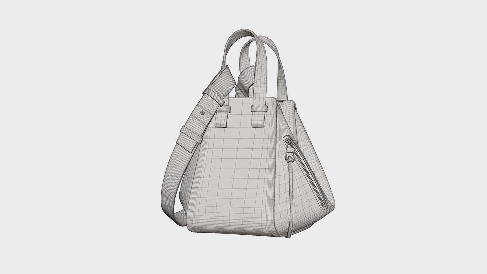 Hammock bag, from wireframe to textured render, 3D model optimised for animation