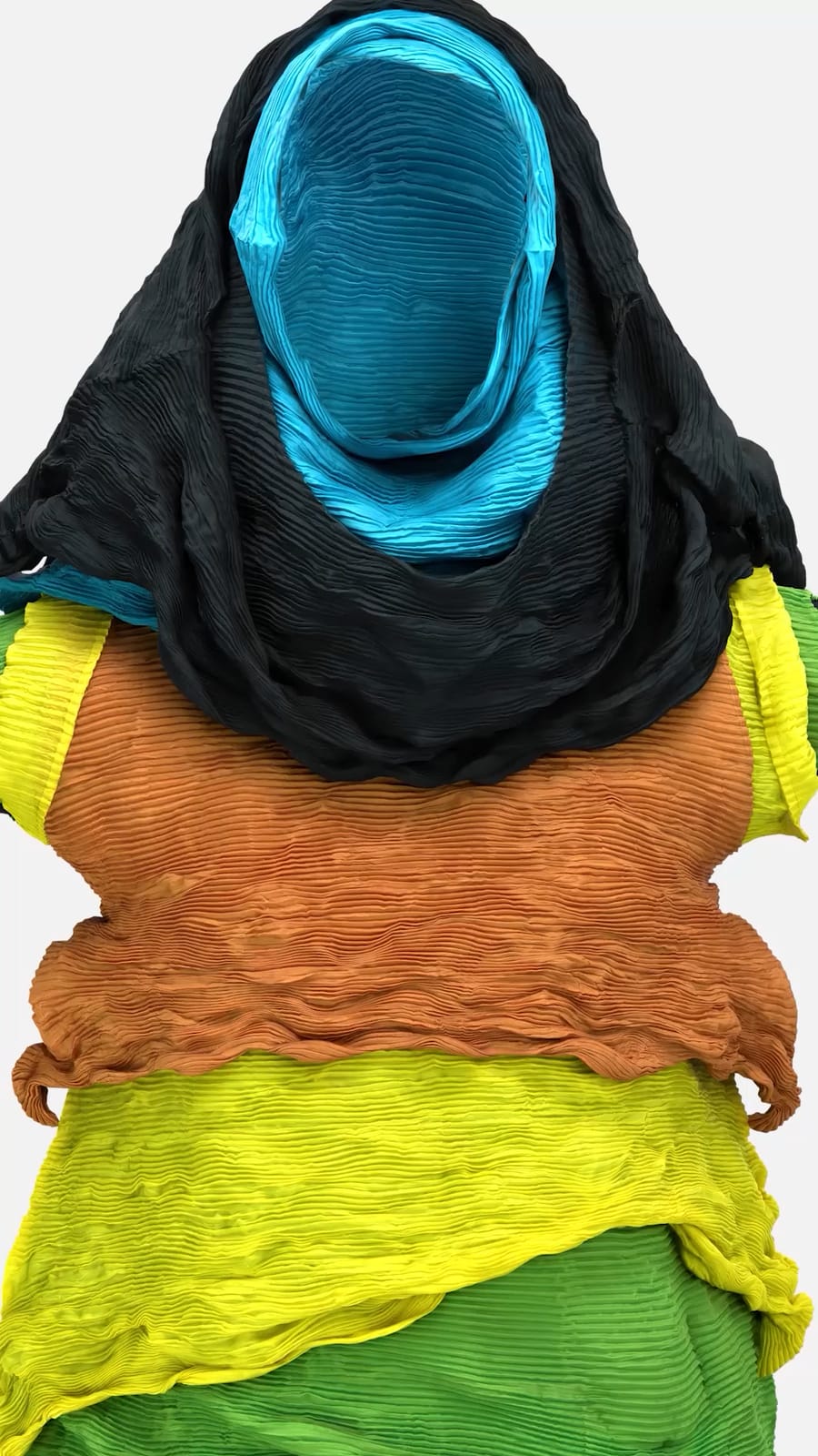 Coloured drapes of an Issey Miyake piece, vertical 3D model