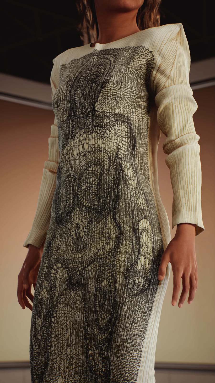 Avatar wearing the scanned dress, vertical render